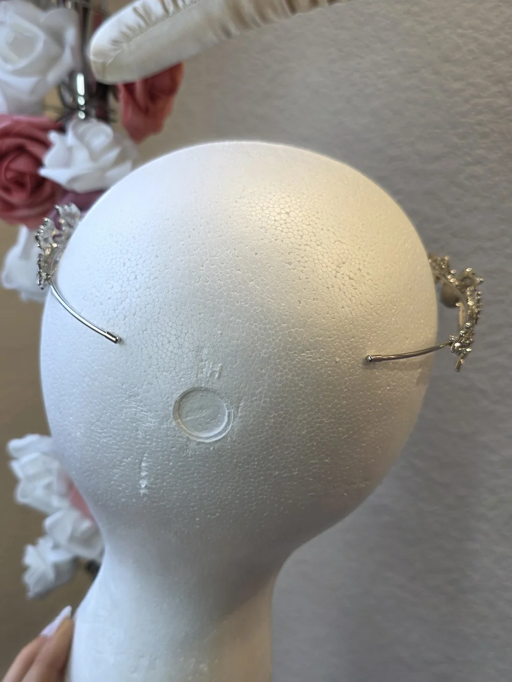 Crystal Leaf Accent Silver Tiara Headband
